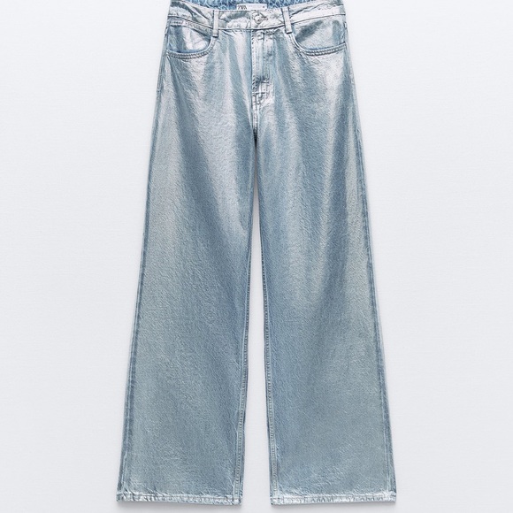 Zara Denim - Size 8 Zara Metallic Foil Jeans